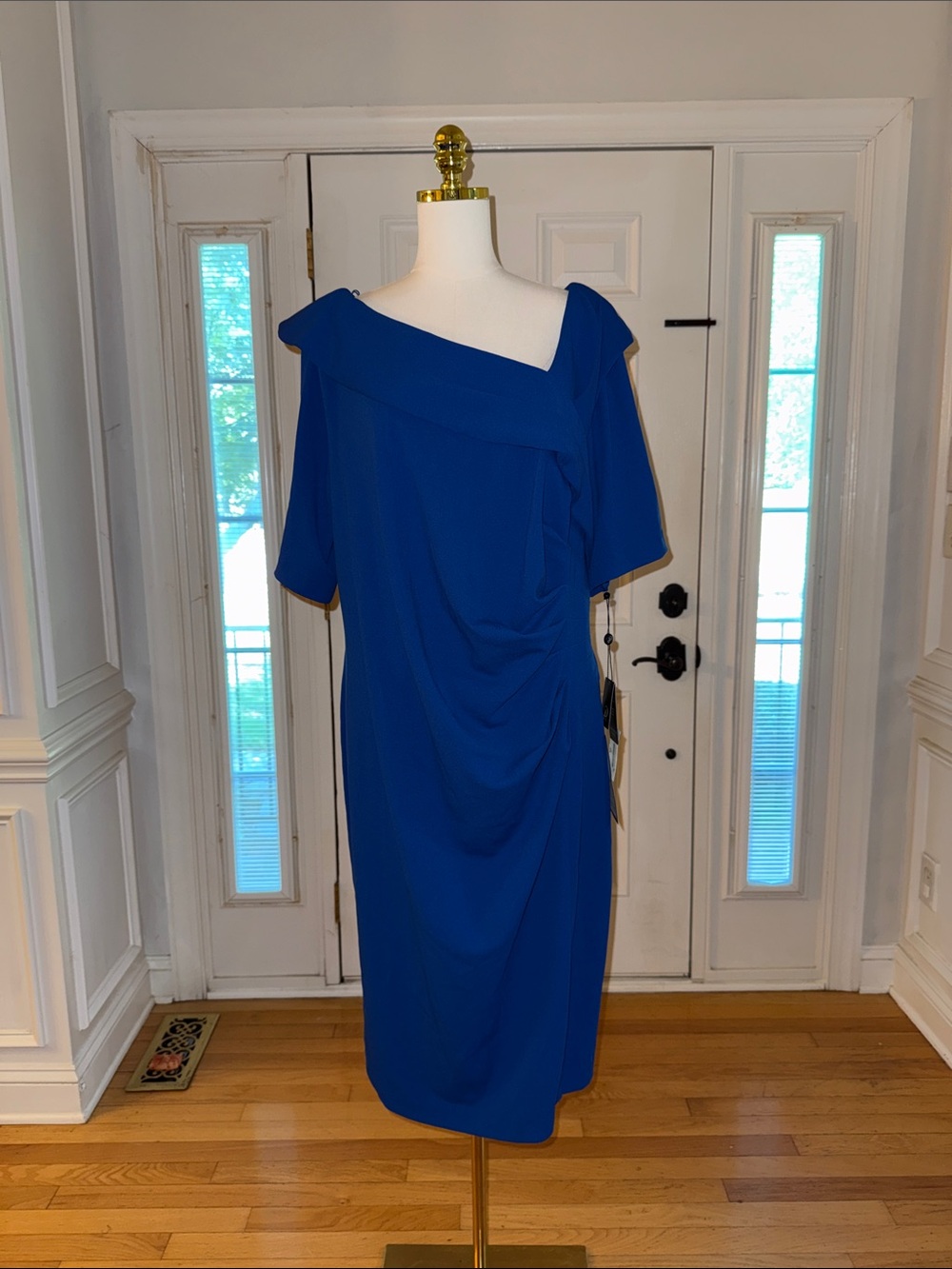 Adrianna Papell Elegant Royal Blue Draped Women’s Dress